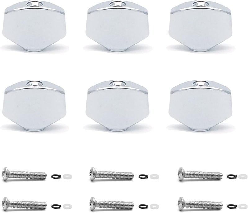 harpfeas 6PCS Metal Small Square Shape Guitar Tuning Peg Buttons,Tuning Key Button Heads Tuners Machine Handle for Folk Electric and Acoustic Guitar (Chrome) - Image 1